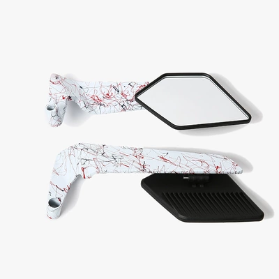 Pattern Reversing Mirror, Motorcycle rearview mirror - art-pattern-black-mirror-case-white