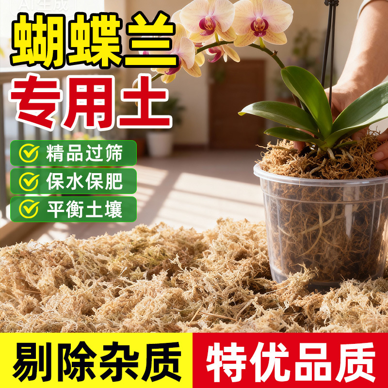 [High-Quality Dry Sphagnum] Special Plant Material for Phalaenopsis, Orchid Succulent Nutrient Soil, Dry Moss Turtle Mat Material