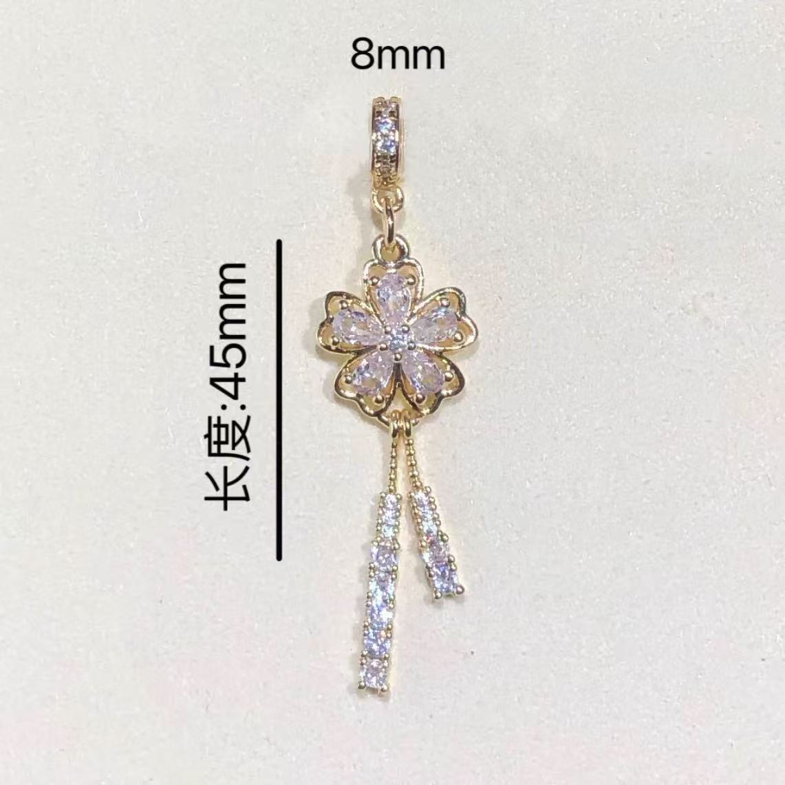 High Color-Retention 14K Gold-Plated Crystal DIY Accessories Bowknot Tassel Pendant Spacer Beads Bracelet Necklace Accessories
