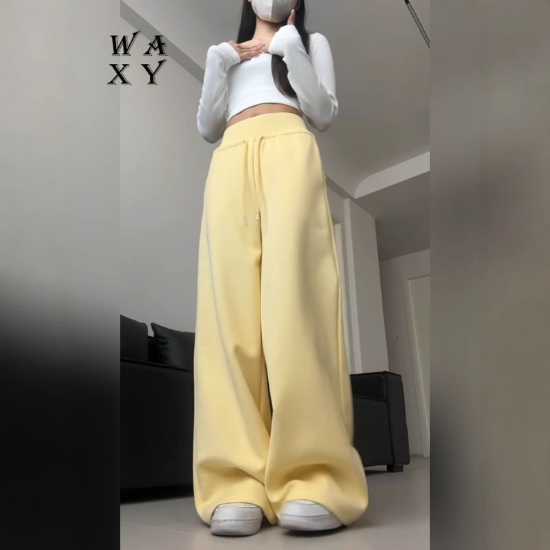 Dopamine Pink Sweatpants Women Spring Summer 2025 New High-Waisted Straight Casual Slim Flared Wide-Leg Joggers