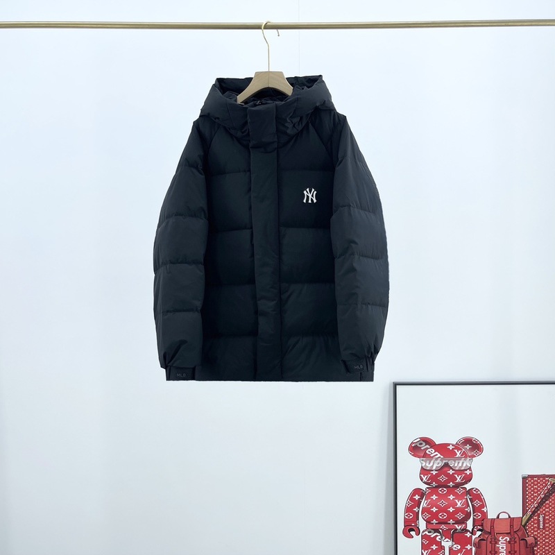 MLB羽绒服立体印花logo休闲时尚宽松加厚连帽男女情侣同款羽绒服|undefined