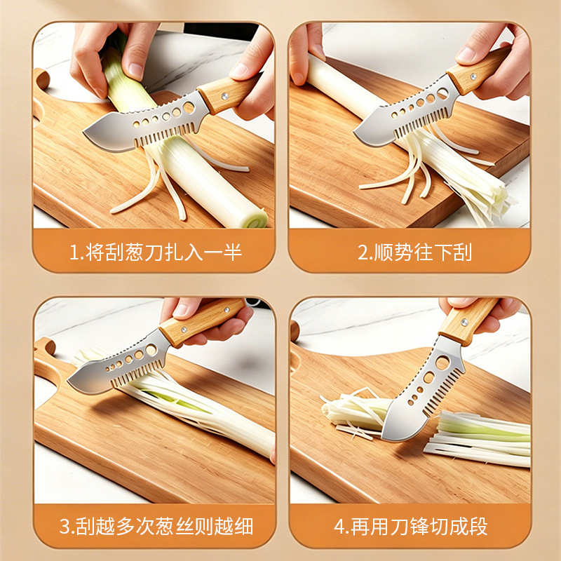 cuchillo de cebollas, cuchillo de alambre de acero inoxidable, cuchillo de corte de verduras, cortador de cebollas multifuncional de cocina