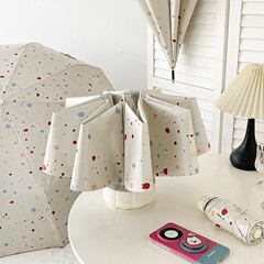 クリームスプラッシュインク傘、見栄えの良い女の子用日傘、折りたたみ式ポータブル日傘、晴雨兼用ビニール日傘