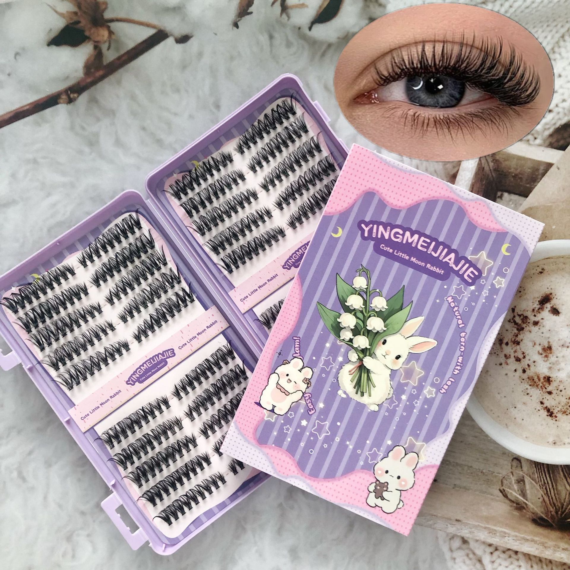 20 filas de paquete de caja de regalo de pestañas falsas transfronterizas, pestañas falsas densas, pestañas falsas sin pegamento.