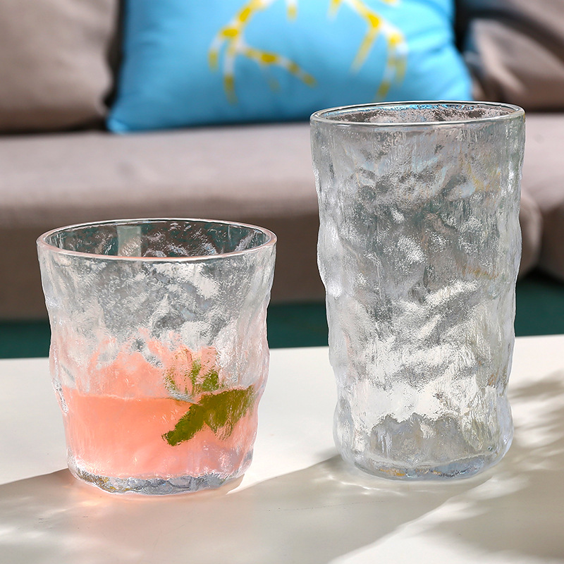 Japanese-style ice glass brandy cup ins hammer pattern creative whiskey cup home-use coffee transparent stripe cup 