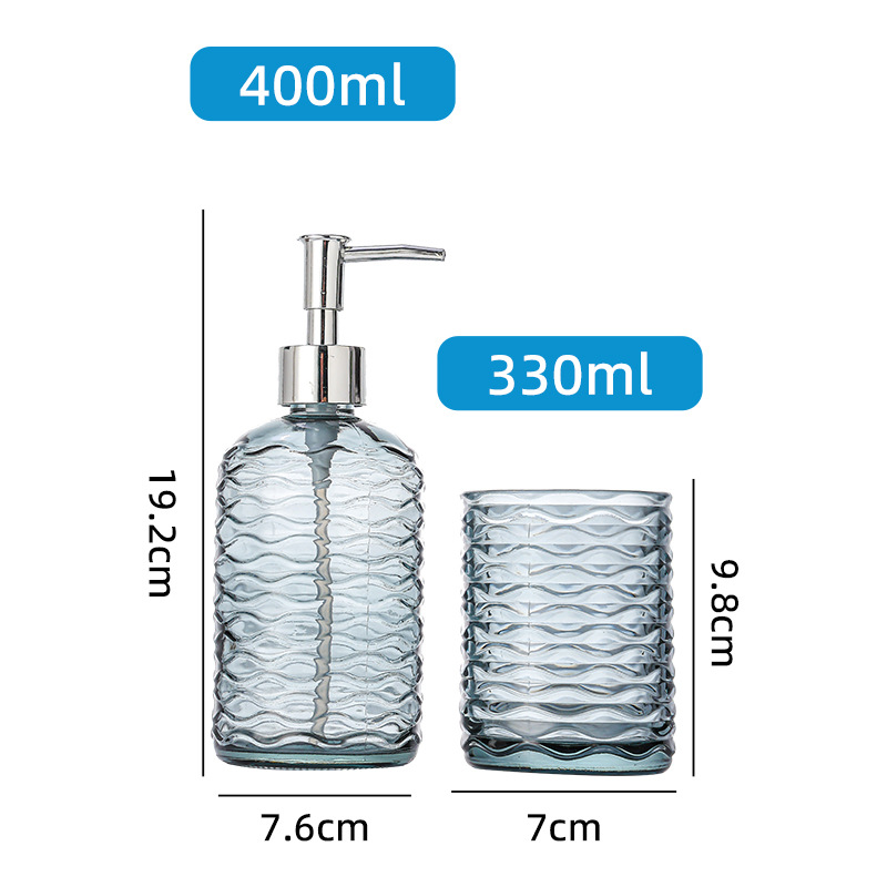 Botella de desinfectante de manos tipo diamante de presión botella de vidrio de lavado y protección de botella de lavado de paquete de lavado y protección de paquete de lavado doméstico