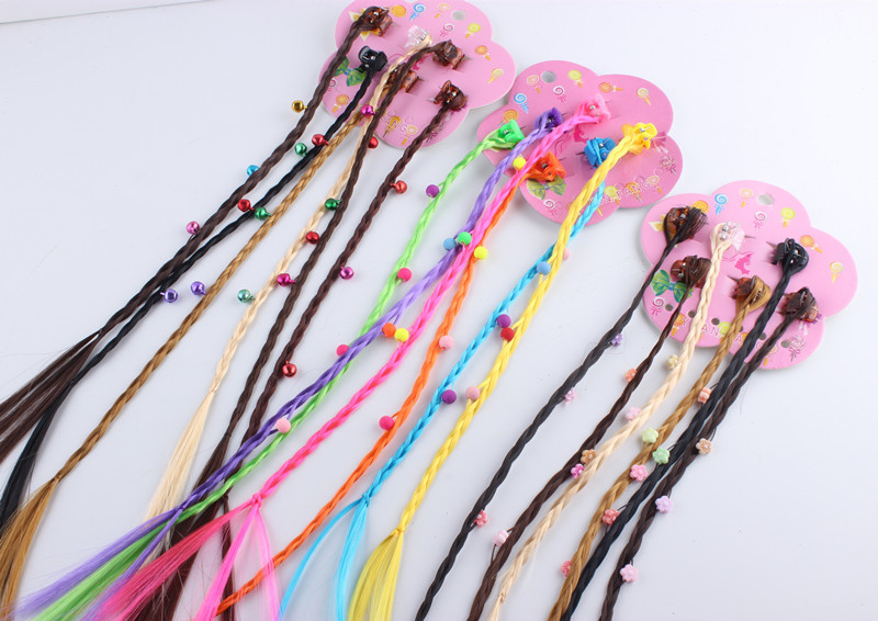 带夹子彩色假发辫子