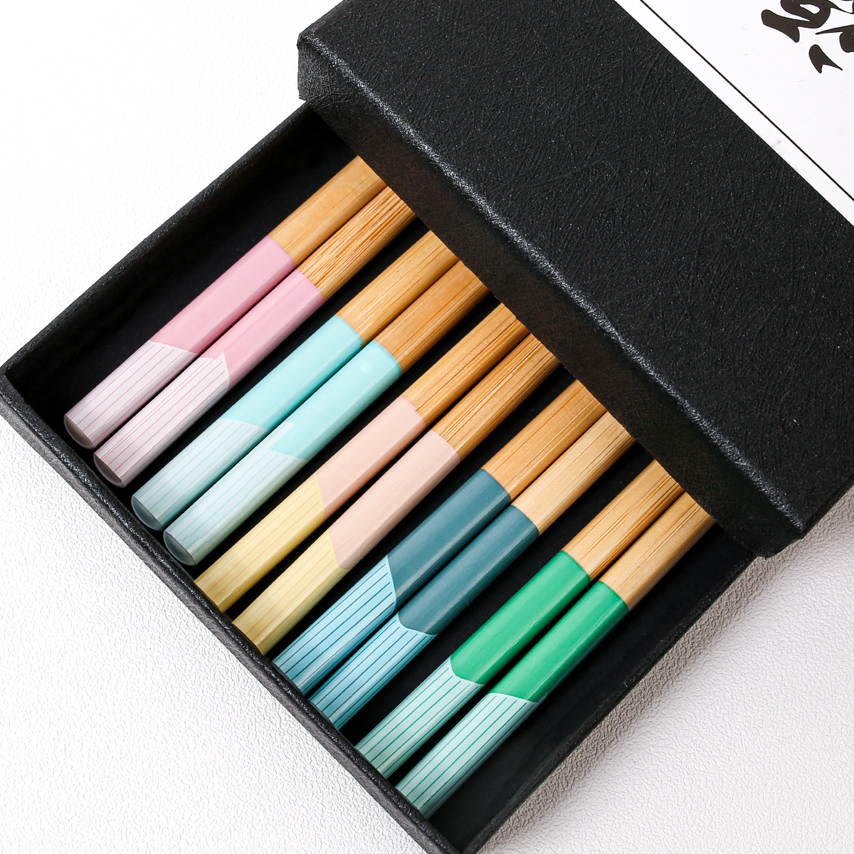 Palillos de bambú al por mayor 24cm flor impresión de película palillos de bambú cinco colores hogar Comida compartiendo una persona palillos puesto suministro personalización