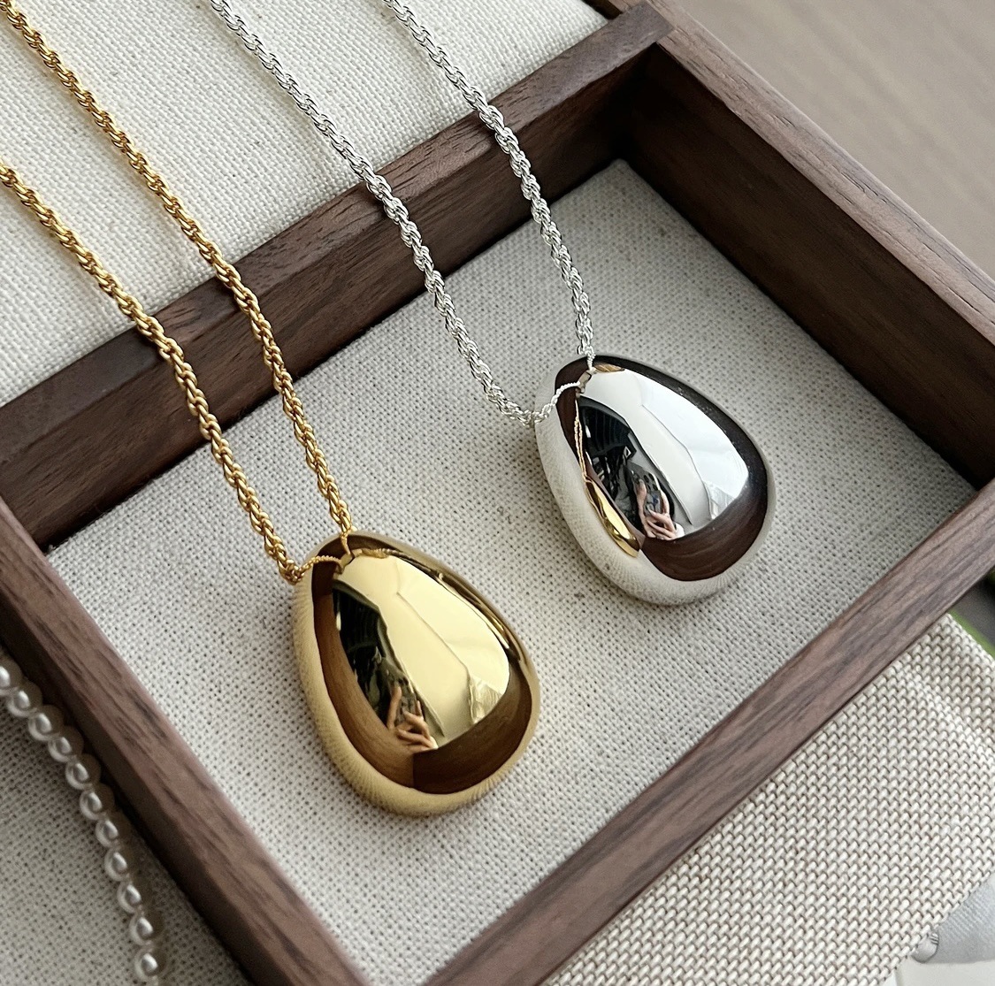 Water Droplets Pattern Women's Gender Plating Design Simple Style Water Droplets Metal Plating Women's Pendant Necklace 1 Piece