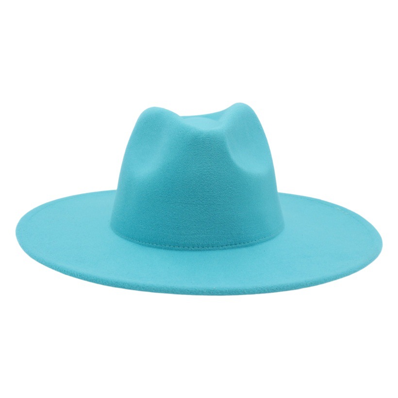 AliExpress cross-border wholesale autumn and winter new big brim solid color cashmere fashion felt hat Jazz hat French hat