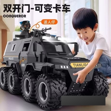 超大号特警察车儿童越野小汽车公安110仿真模型男孩玩具2024新款