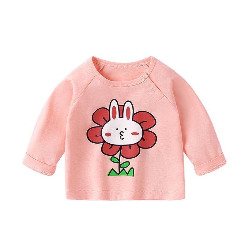 赤ちゃんの春と秋のtシャツの長袖の純綿はかわいいです。