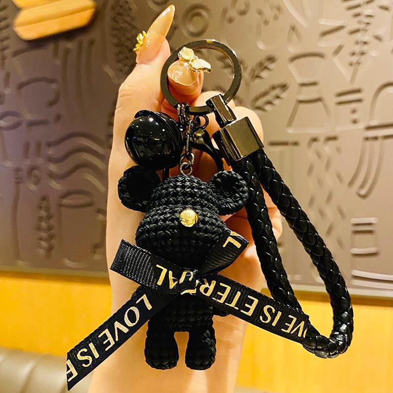 Dibujos animados resina lana oso muñeca coche llavero moda lindo oso muñeca bolsa colgante regalo creativo