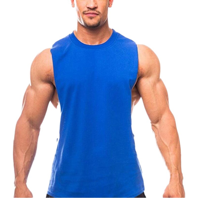 Comercio exterior deseo en blanco verano hombres Chaleco de algodón correr fitness deportes casual cuello redondo Camiseta sin mangas