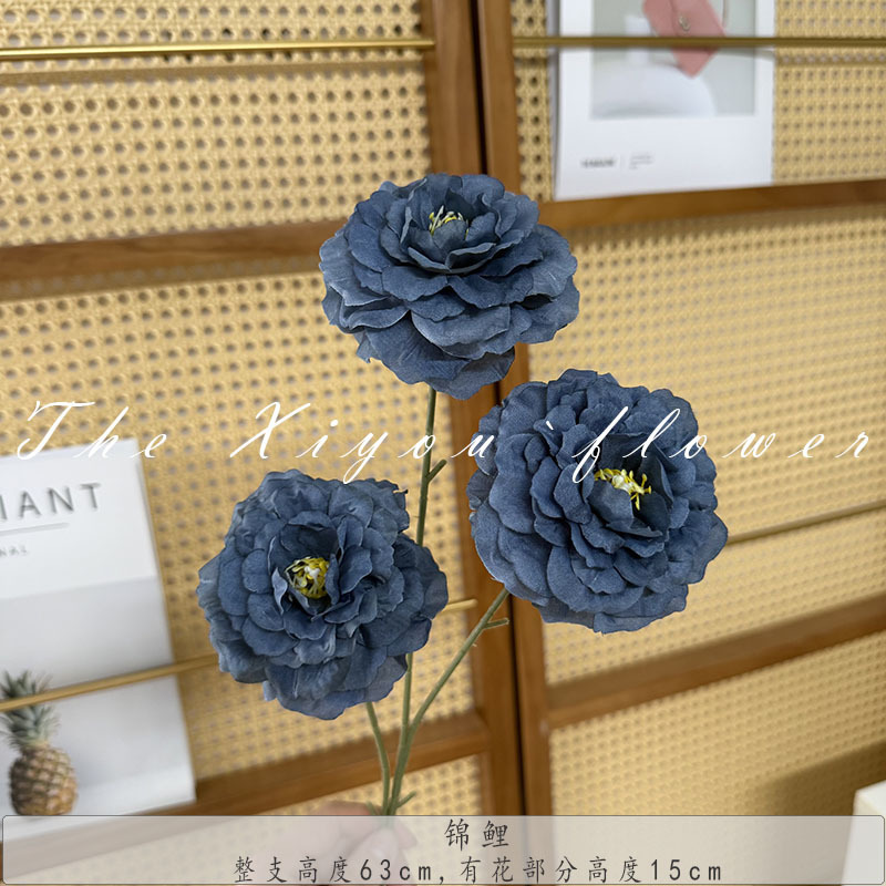 新しい 3 ヘッド鯉牡丹造花油絵カラー結婚式ウェディングロードリードフラワーアレンジメントウィンドウ造園家の装飾|undefined