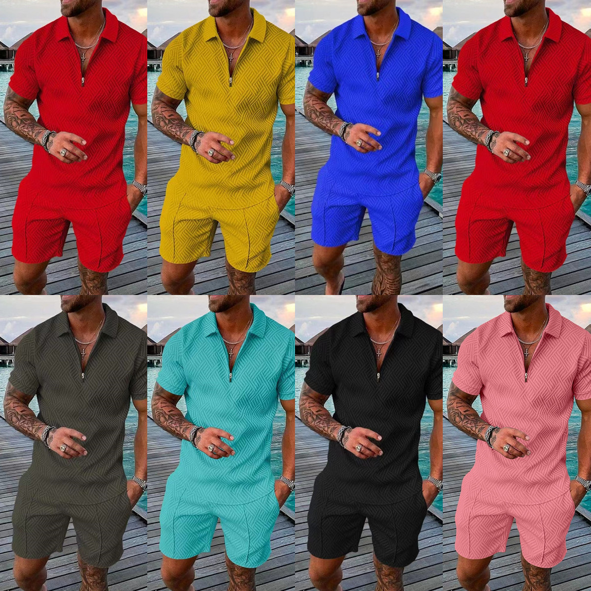 Men's Solid Color Shorts Sets Men's Clothing