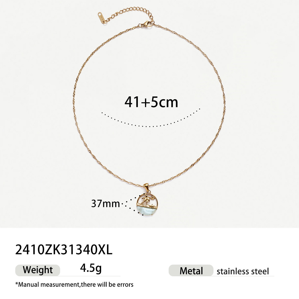 Wholesale Jewelry Simple Style Solid Color 304 Stainless Steel Plating Pendant Necklace Cable Chain display picture 7