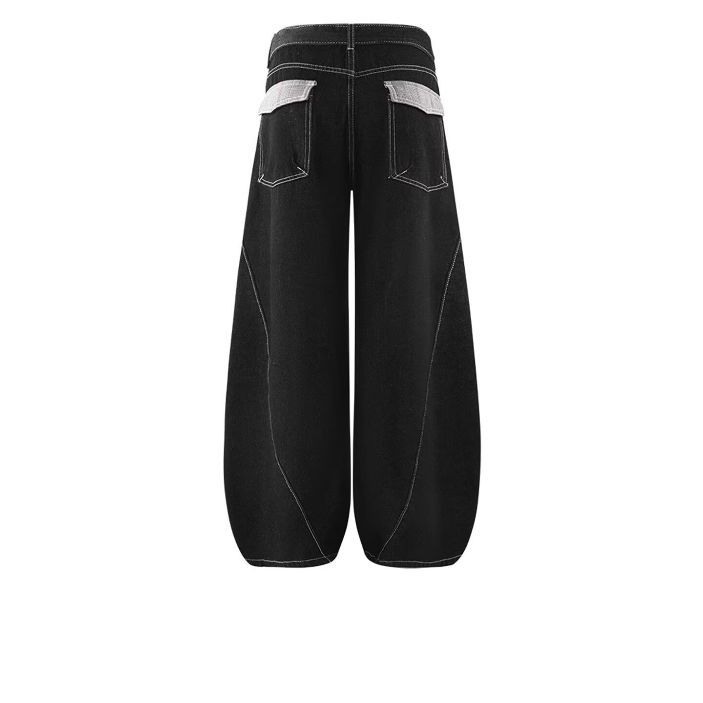 High Waist Flowy Trousers With Dragging Hem, Unisex Summer Black Denim Pants, Lightweight & Breathable (S-3XL)_voghion.com