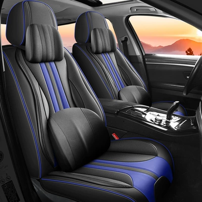 Seat cushion, seat cover | Seat Cover, Protective Cover - deluxe-edition-with-headrest-and-lumbar-support-klein-blue-front-row-two-seats