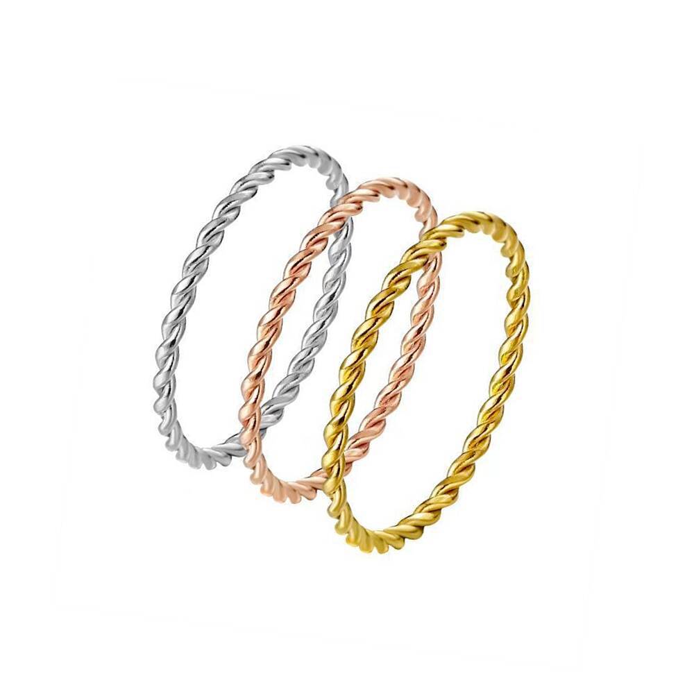 18K Gold Non-Fading Titanium Steel Ring for Women, Elegant Twist Ring, Stainless Steel Couple Ring, Extremely Thin Tail Ring Jewelry