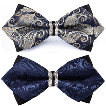 男士尖角领结商务正装韩版镶水晶钻蝴蝶结新郎结婚酒红色伴郎宴会