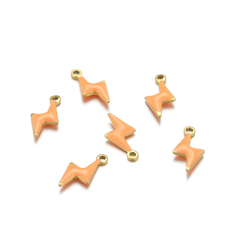 8g Weight Pendant Jewelry Making Type 5*10mm Jewelry Making Size DIY Jewelry Accessories Classification 20 PCS/Package Quantity 304 Stainless Steel Material Lightning Pattern Enamel Design Casual, Simple Style Style 20 PCS/Package 5*10mm 304 Stainless Steel Lightning Pendant 5