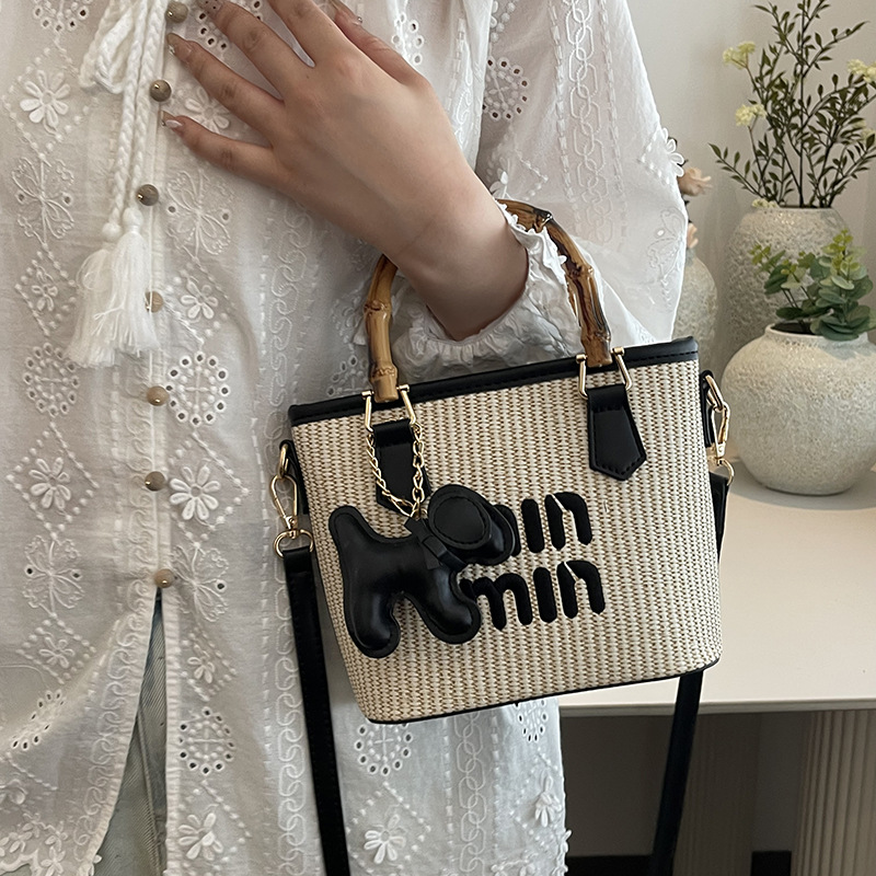 Trending Woven Mini Bag For Women 2025 New Summer Casual Beach Vacation Crossbody Handheld Bucket Bag - Thumbnail 2