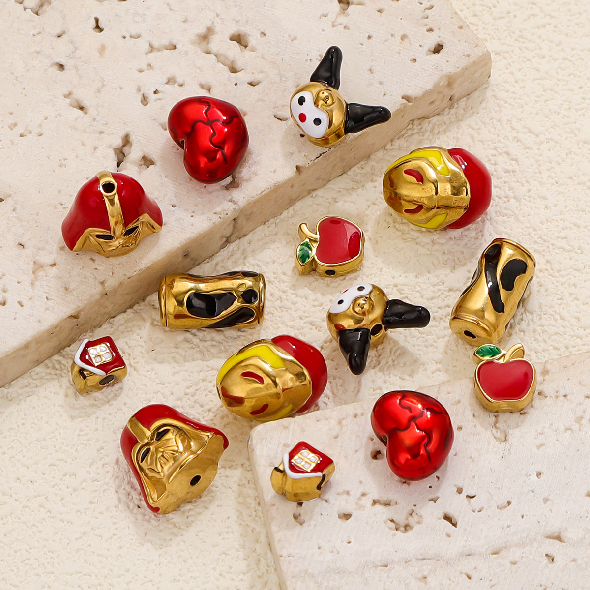 Acero inoxidable goteo de aceite gran agujero dibujos animados cuentas de acero de titanio cuentas espaciadoras accesorios lindos joyas de pulsera DIY accesorios