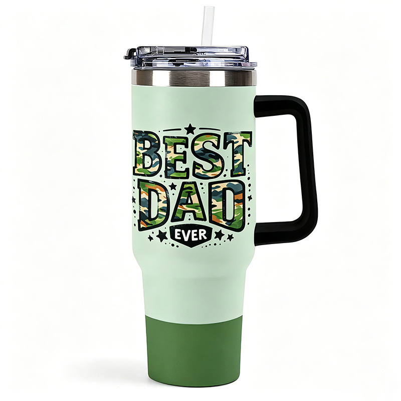 Cross-border una taza de mango personalizada de 40oz taza de automóvil taza de acero inoxidable de gran capacidad taza de paja taza de automóvil