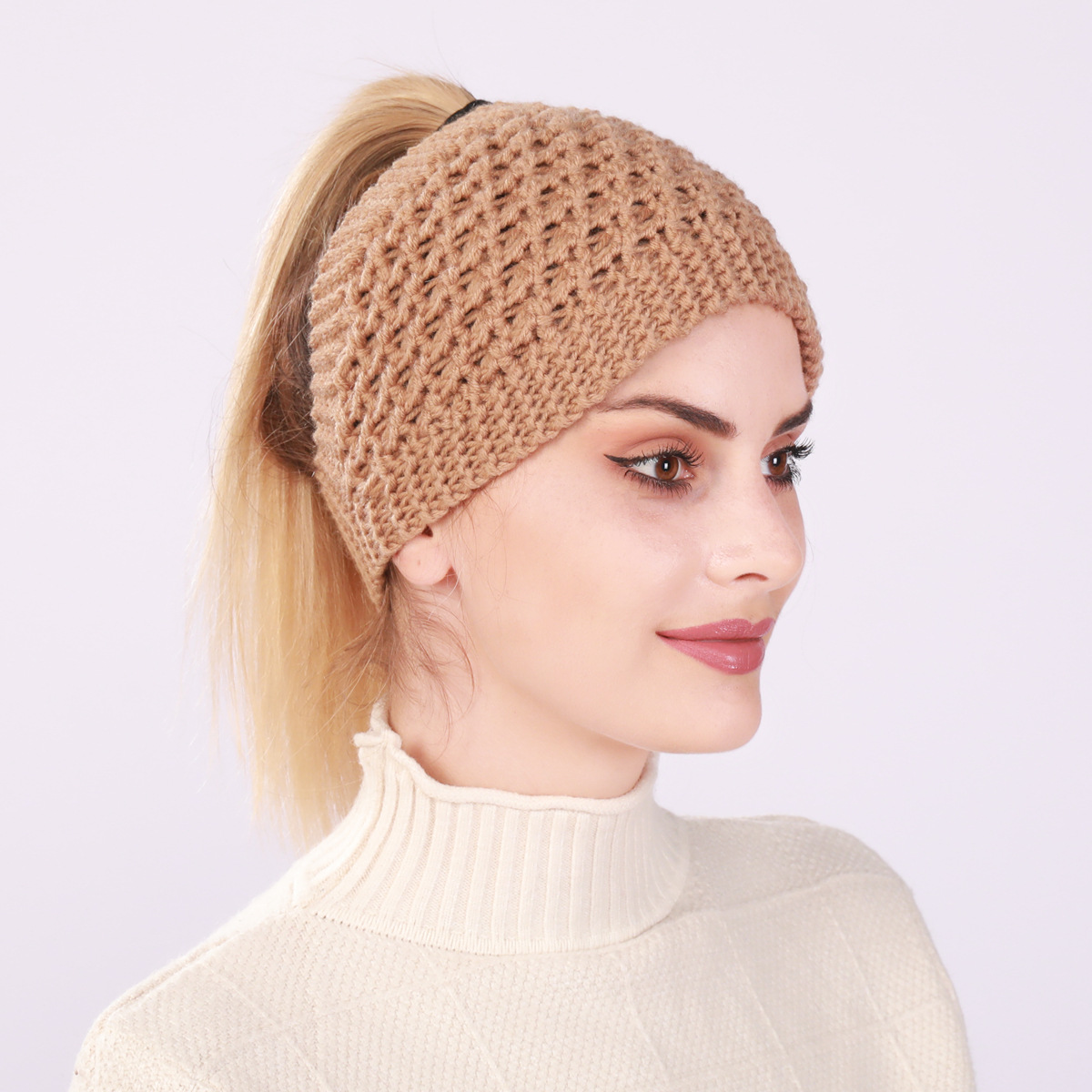 Diadema tejida para mujer protección de oídos cálida invierno_voghion.com