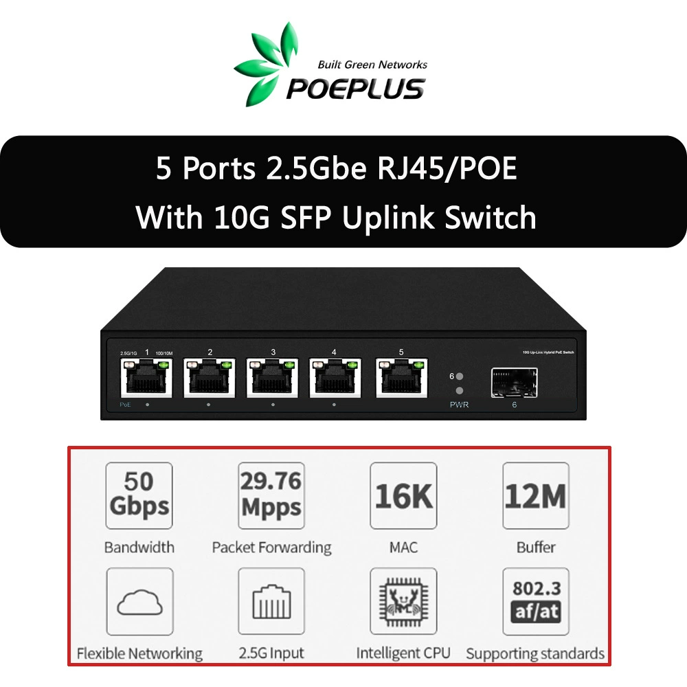 Мини-коммутатор Ethernet с 4/5/8 портами и 10G uplink, коммутатор 2.5G с 10G uplink