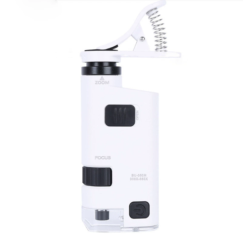 Новый 300-350X Регулируемый зум микроскоп для мобильного телефона антикварный идентификационный ручной зажим светодиодный увеличительное стекло