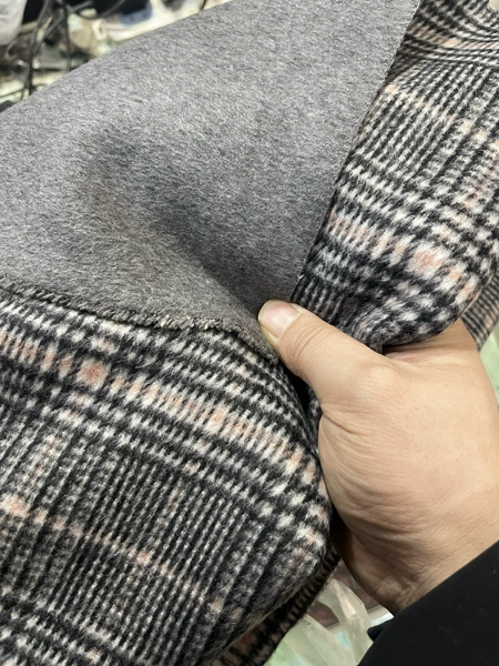 Gray houndstooth AB double-sided cashmere 2 meters weight 800