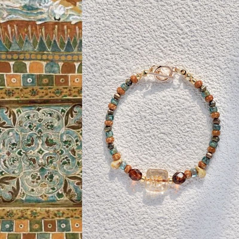 Competition Rouge Dunhuang Color Retro Beaded Bracelet Design High-Looking Fairy Ancient Style Hand Jewelry Gift Wholesale