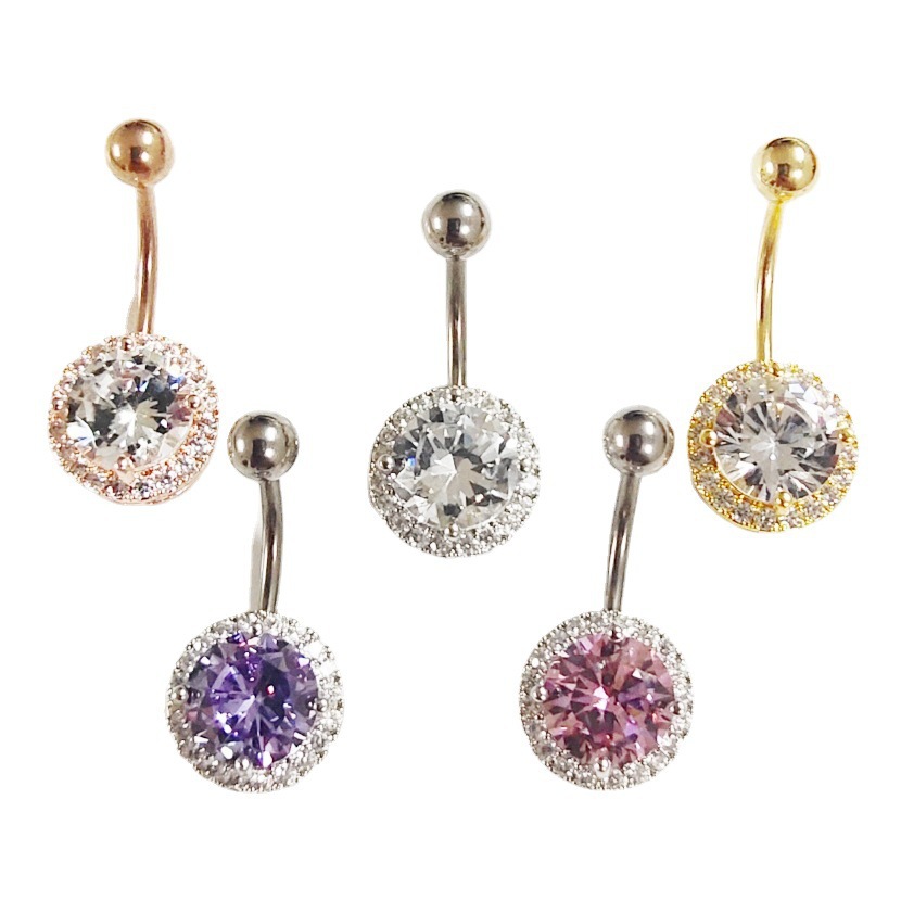 Anello per ombelico micro intarsiato in titanio puro G23 con zirconia per donna, molto venduto oltre confine_voghion.com