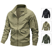 春秋新款优质男夹克衫成熟爸爸外套百搭休闲防风透气宽松立领上衣