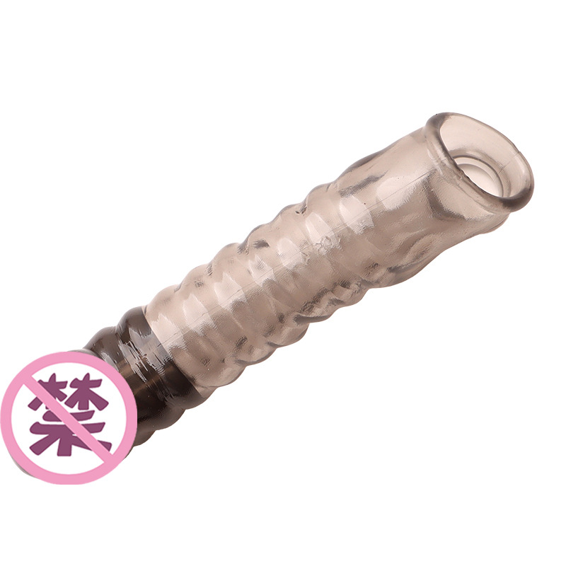 Vibrating Lock-On Penis Sleeve Extender, TPE Male Delay Sleeve, Manual Control — detail image 26