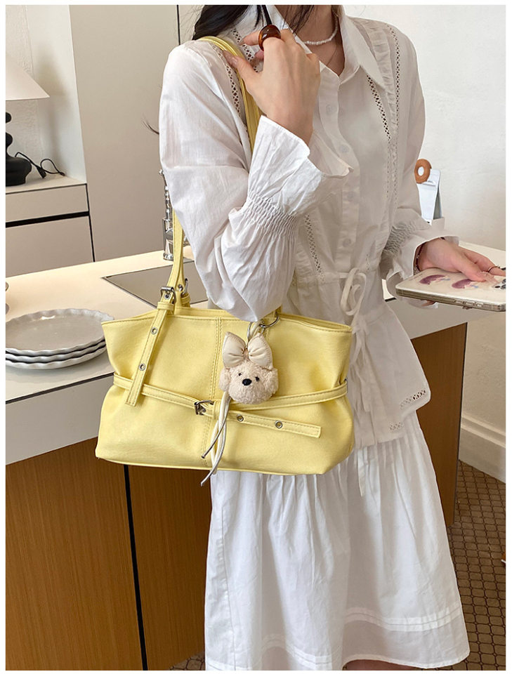 Túi nách nữ dáng hộp ngang phong cách đường phố, túi tote đeo vai đơn giản dung lượng lớn — Bạc không có mặt dây chuyền, Gạo trắng không có mặt dây chuyền, Màu cà phê Không có mặt dây chuyền, Màu hồng không có mặt dây chuyền chi tiết 28