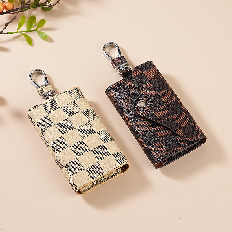 Estuche para llaves a cuadros simple de moda transfronteriza 2025 Estuche para llaves de GM con diseño a presión de estilo caliente de Amazon