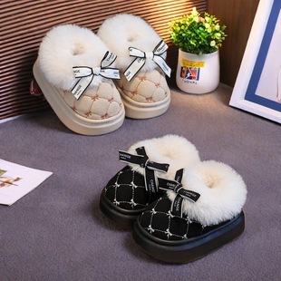 Autumn and Winter Children's Cotton Slippers Boys' and Girls' Cute Indoor Household Non-Slip Baby Children's Bag Heel Maomao Cotton Shoes