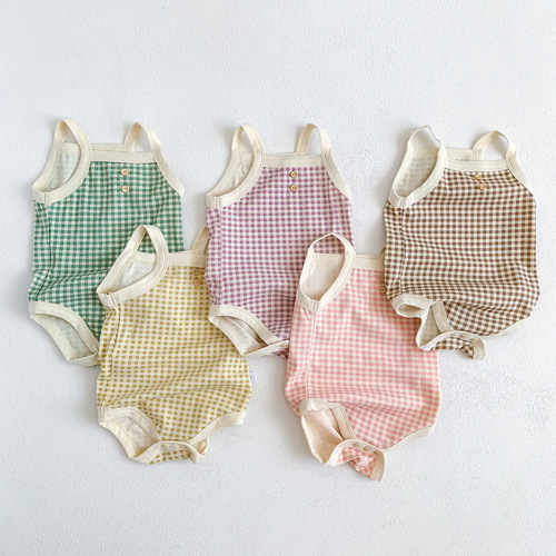 Baby Bodysuit  New Style Striped Pajama Top Triangle Hem T-shirt for Little Boys and Girls Crawling Suit