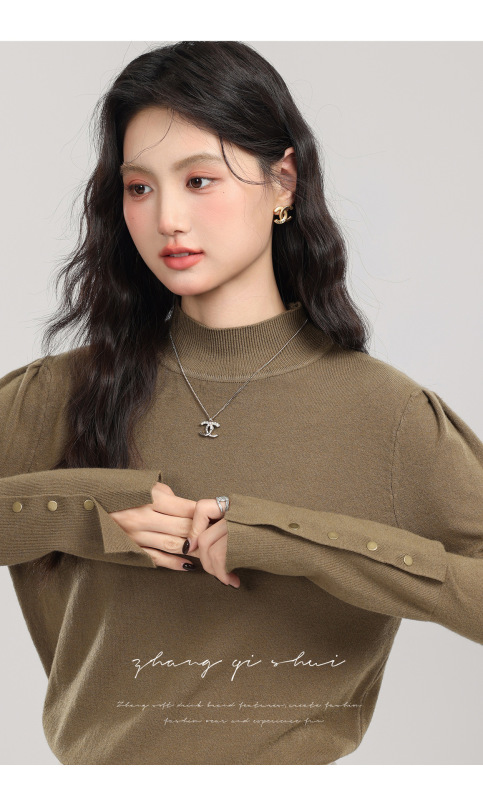 睛雅《灰色物语》秋冬穿搭新款半高领打底针织衫女独特内搭上衣|undefined