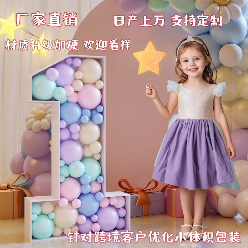 Cross-border three-dimensional digital KT board birthday decoration party mosaic luminous letter lamp balloon box frame Cross-border three-dimensional digital KT board birthday decoration party mosaic luminous letter lamp balloon box frame