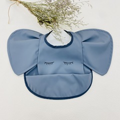 丹麥ins兒童飯兜A類面料卡通小象飯兜嬰兒翅膀防水PU吃飯圍嘴免洗