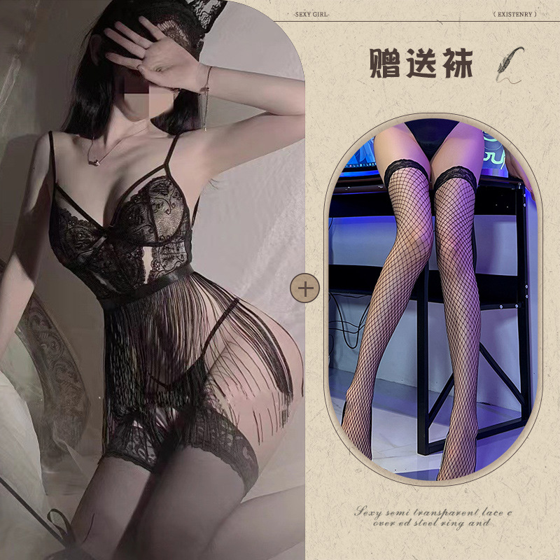 블랙 + 블랙 망사 스타킹