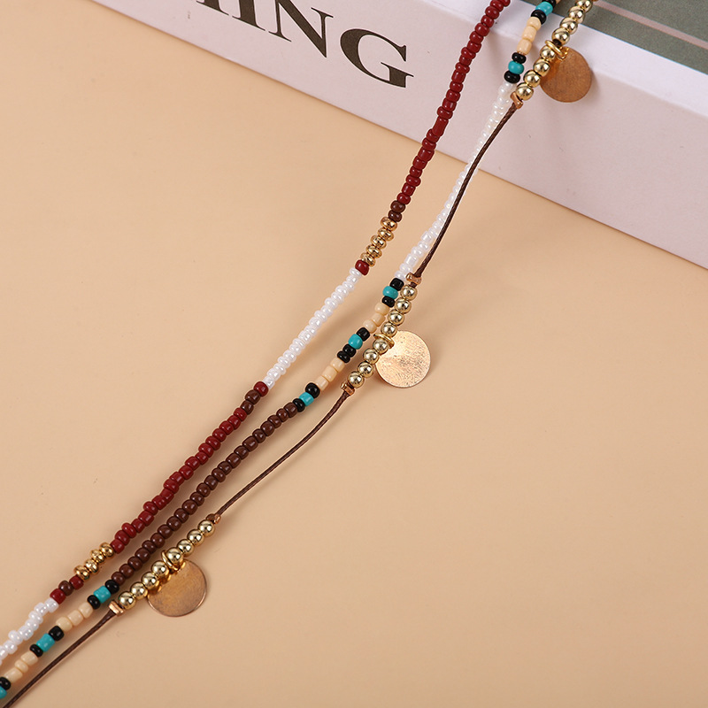 Casual Ethnic Style Geometric Alloy Seed Bead Beaded Layered Unisex Necklace display picture 5