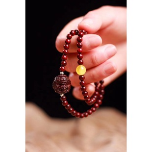 Original Rosewood Double-Circle Bracelet Trendy Jewelry Gift Fashion Accessory Versatile Simple Retro Style New National Trend Buddhist Beads