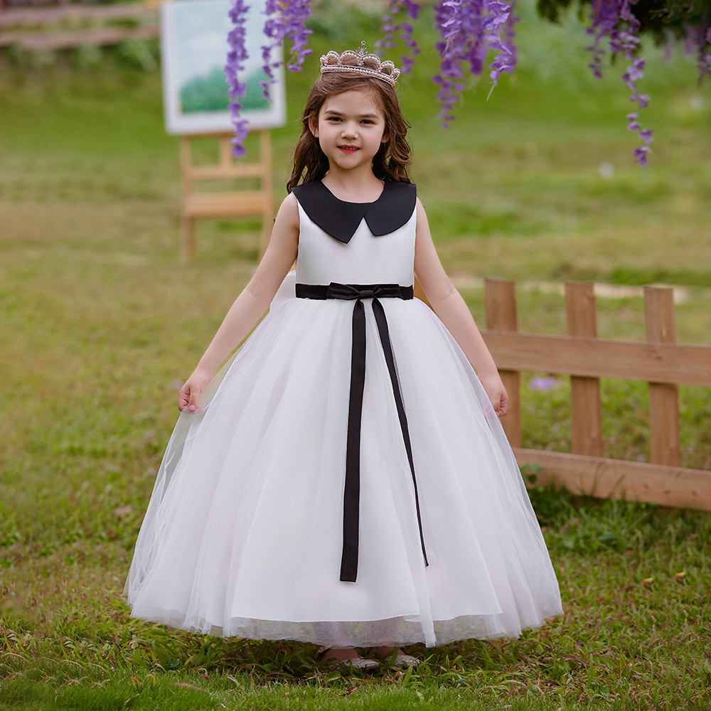 New cross-border style mesh puffy princess maxi dress, high-end bow dress for girls' evening parties and fashion shows.
