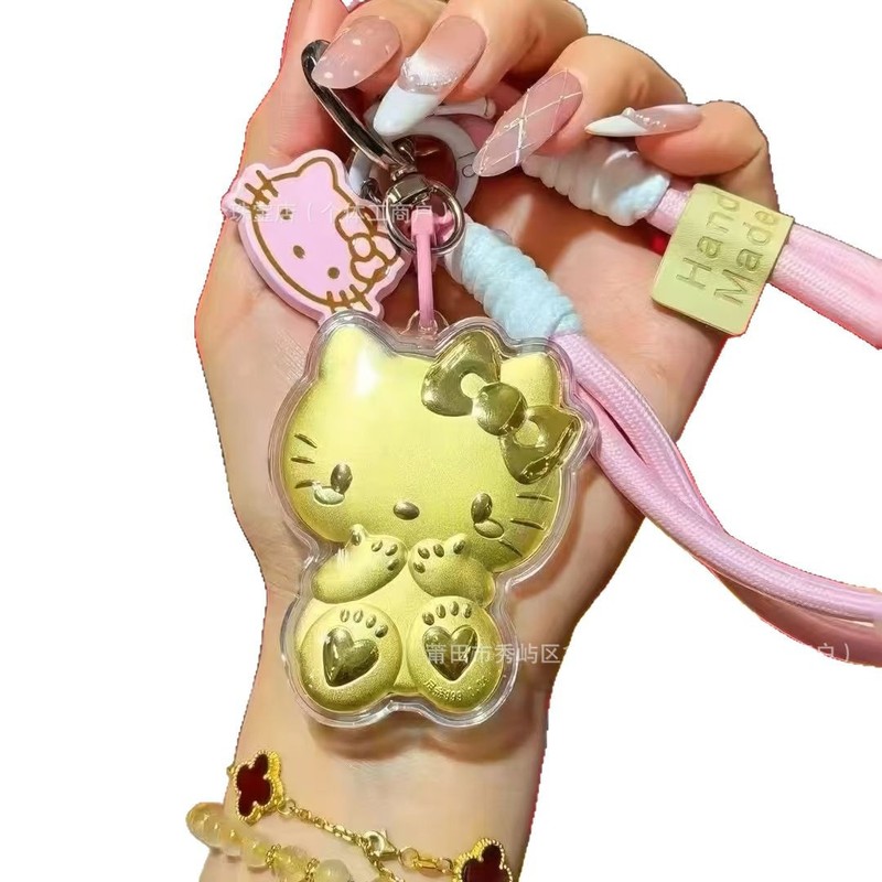 ハローキティ猫純金キーホルダー 999 かわいい KT ゴールドペンダント携帯電話チェーンバッグ車のペンダントホットスタイル|undefined