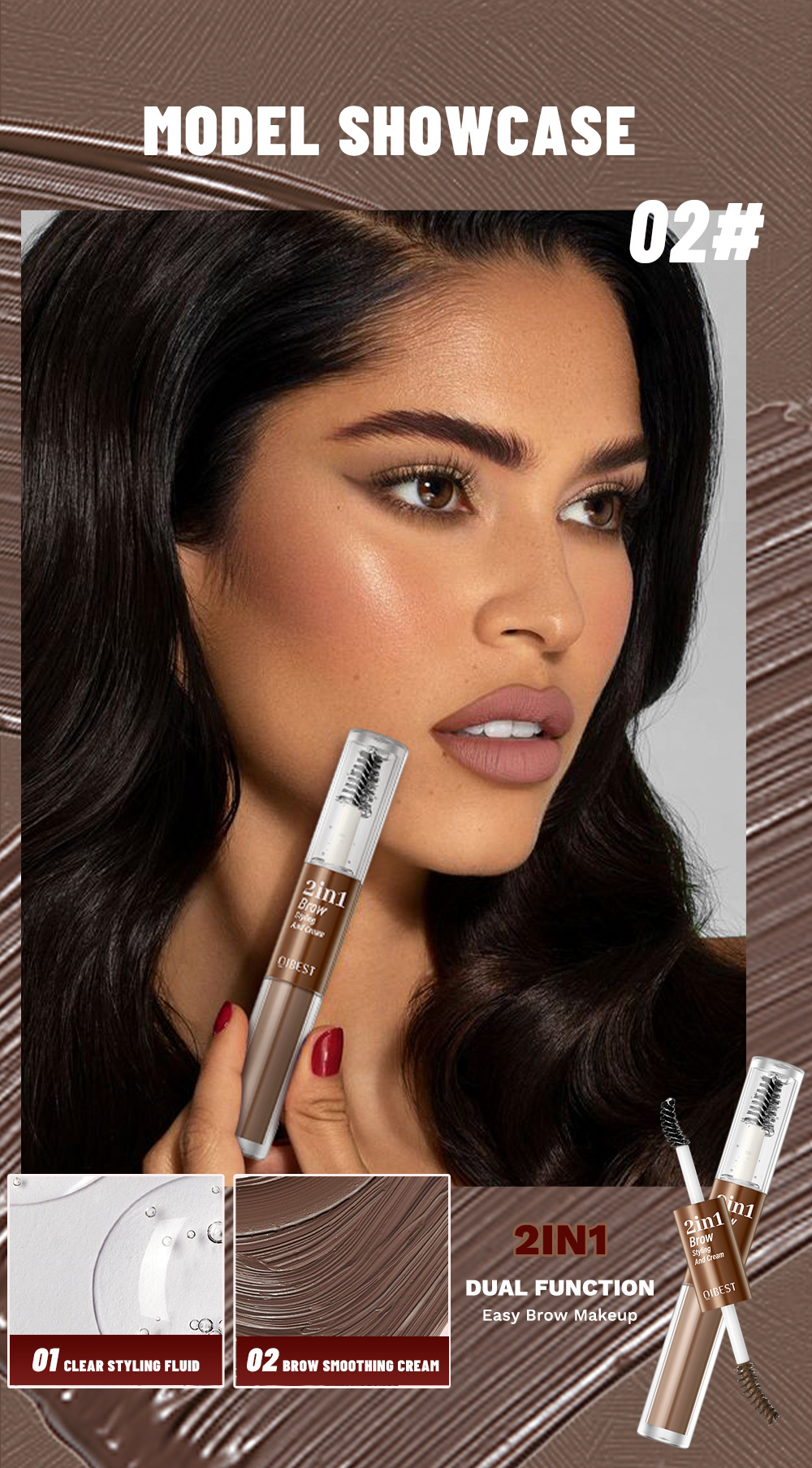 QIBEST Cross-border Double-Head Eyebrow Dye is a long-lasting, waterproof, sweat-proof, non-smudging, natural three-dimensional liquid eyebrow styling liquid undefined